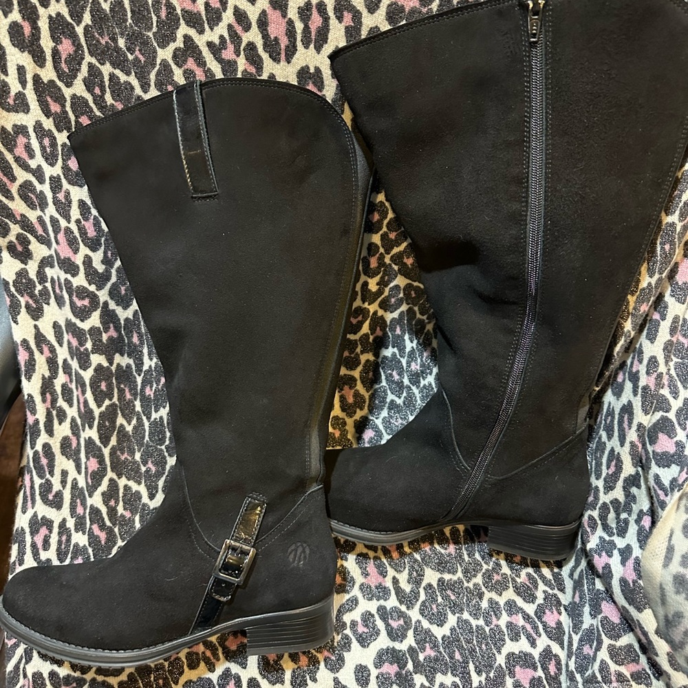 JJ Footwear Extra Wide Calf boots, black suede, Size 36 - Picture 7 of 8
